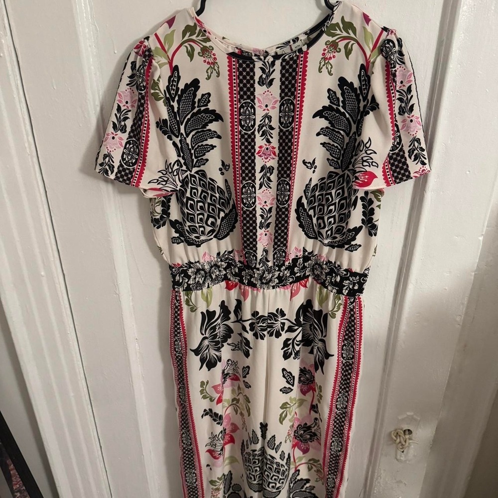 Pineapple Tropocal Joie Floral Jumpsuit Boho Resort Chic Artsy Vacay Cruise - Picture 5 of 5